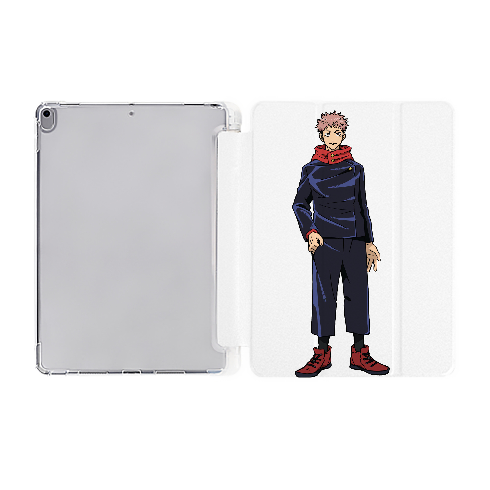 （画像用） 呪術廻戦 Jujutsu Kaisen IPad ケース ペン収納付き 三つ折りスタンド PUレザー×シリコン 対応機種9.5/10.5/10.9インチ